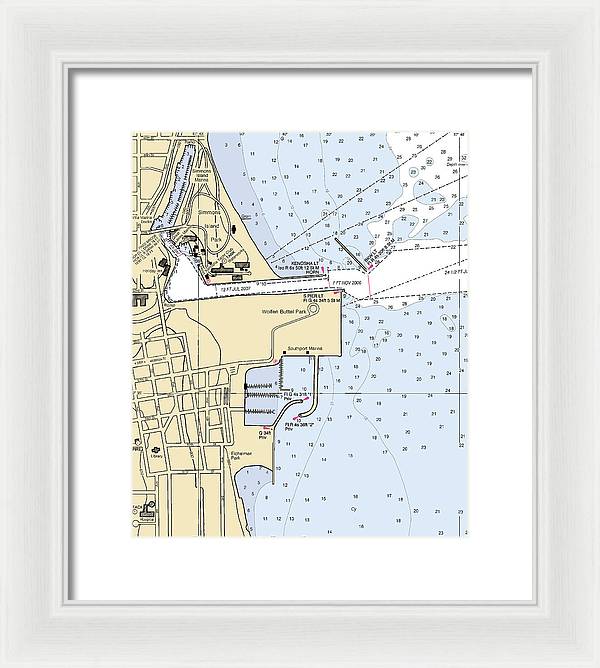 Kenosha Harbor-lake Michigan Nautical Chart - Framed Print