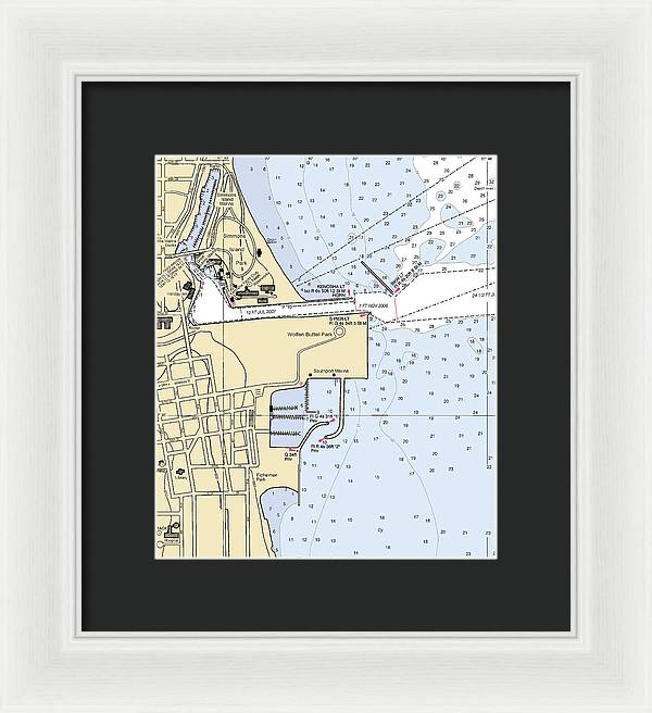 Kenosha Harbor-lake Michigan Nautical Chart - Framed Print