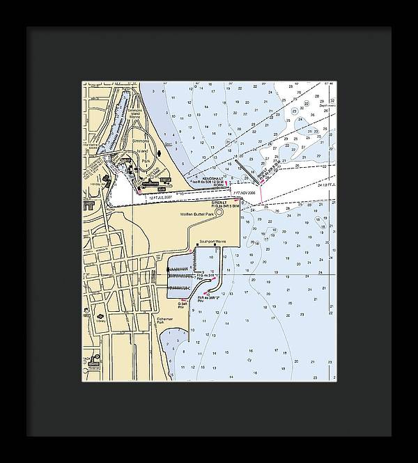 Kenosha Harbor-lake Michigan Nautical Chart - Framed Print