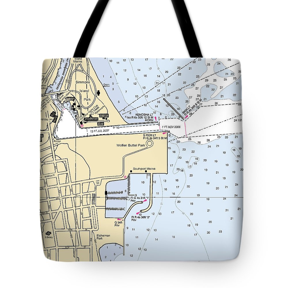 Kenosha Harbor-lake Michigan Nautical Chart - Tote Bag