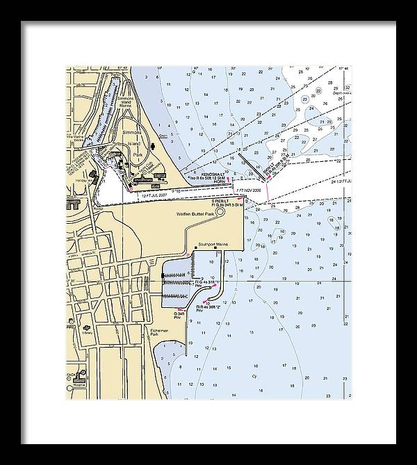 Kenosha Harbor-lake Michigan Nautical Chart - Framed Print