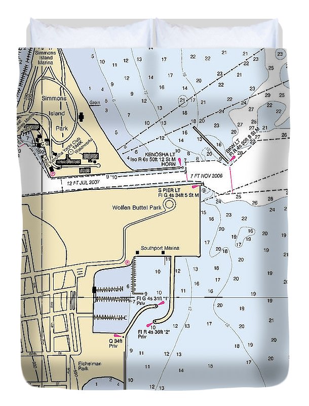 Kenosha Harbor-lake Michigan Nautical Chart - Duvet Cover