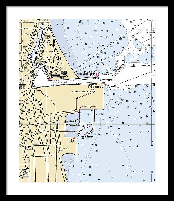 Kenosha Harbor-lake Michigan Nautical Chart - Framed Print