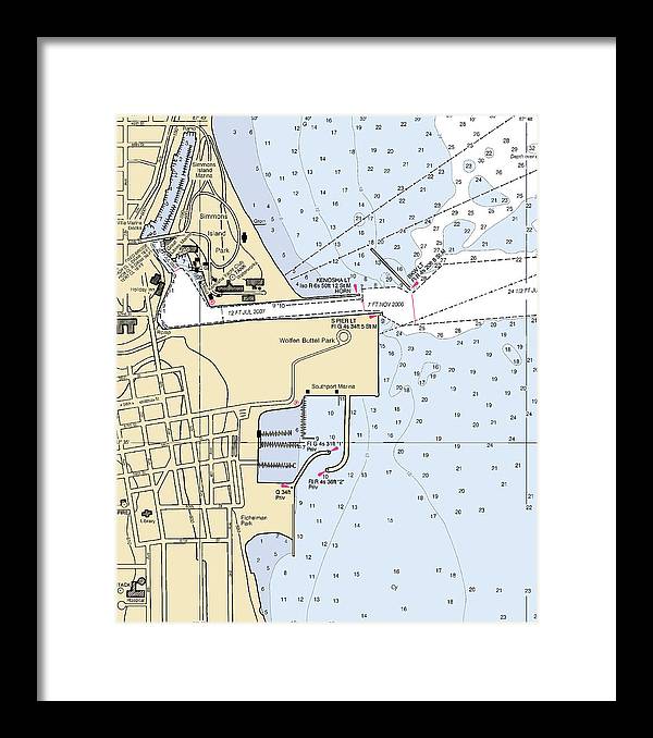 Kenosha Harbor-lake Michigan Nautical Chart - Framed Print