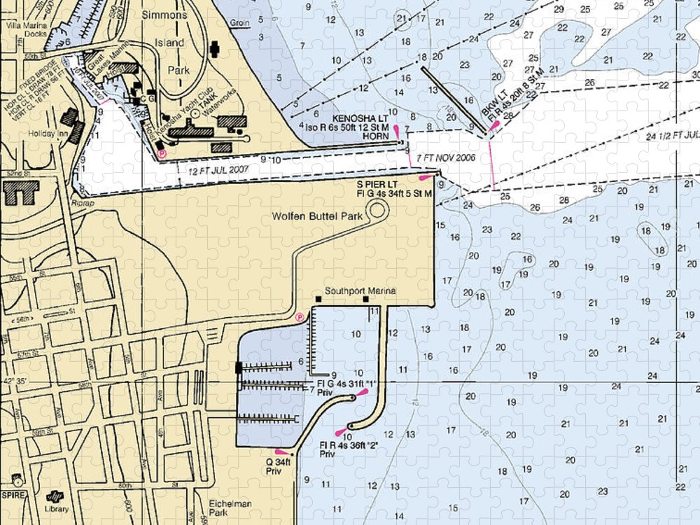 Kenosha Harbor Lake Michigan Nautical Chart Puzzle