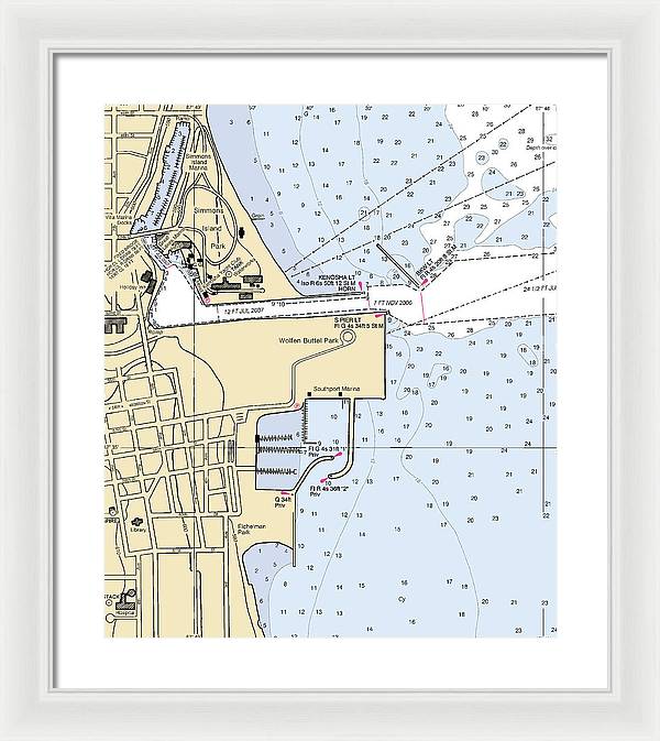 Kenosha Harbor-lake Michigan Nautical Chart - Framed Print