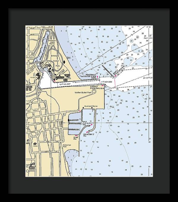 Kenosha Harbor-lake Michigan Nautical Chart - Framed Print