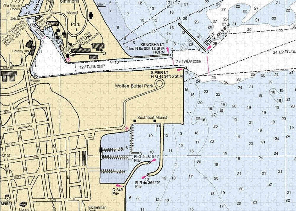 Kenosha Harbor-lake Michigan Nautical Chart - Puzzle