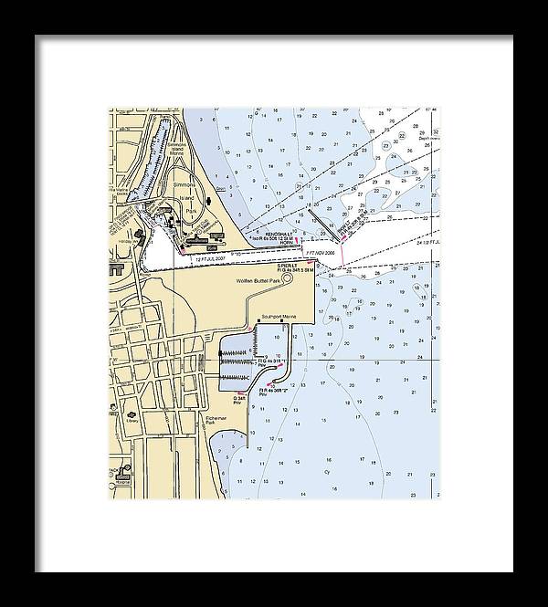 Kenosha Harbor-lake Michigan Nautical Chart - Framed Print