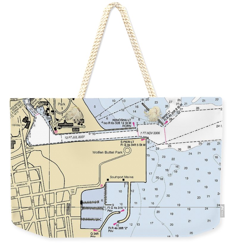 Kenosha Harbor-lake Michigan Nautical Chart - Weekender Tote Bag