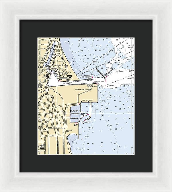 Kenosha Harbor-lake Michigan Nautical Chart - Framed Print