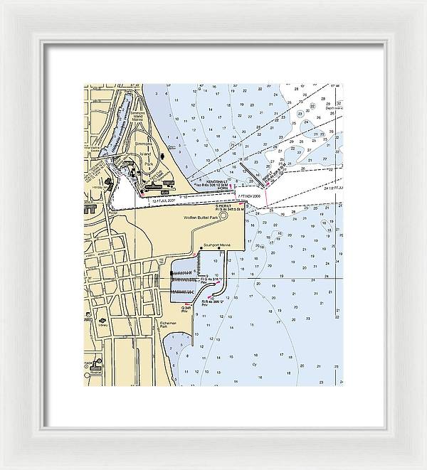 Kenosha Harbor-lake Michigan Nautical Chart - Framed Print