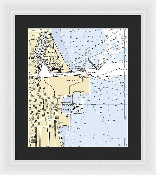 Kenosha Harbor-lake Michigan Nautical Chart - Framed Print