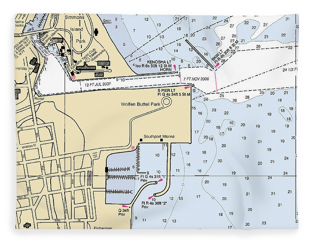 Kenosha Harbor-lake Michigan Nautical Chart - Blanket