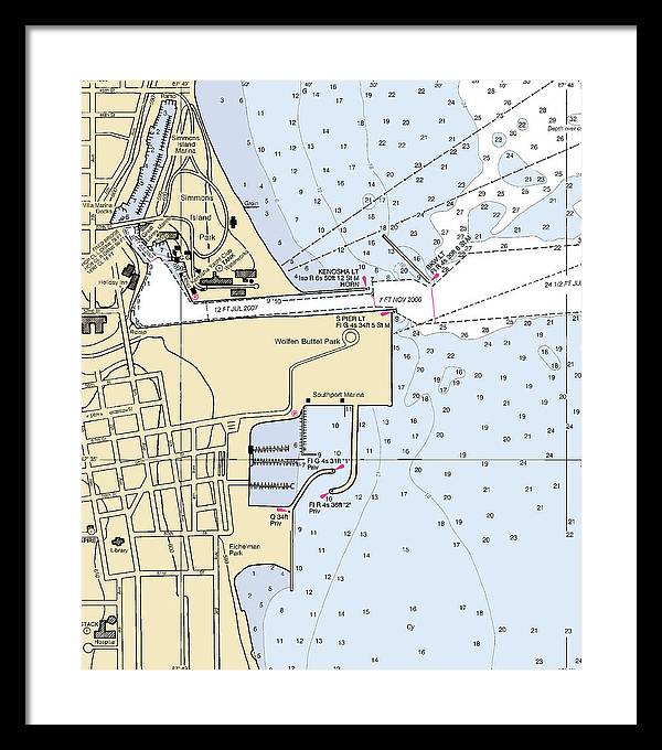 Kenosha Harbor-lake Michigan Nautical Chart - Framed Print