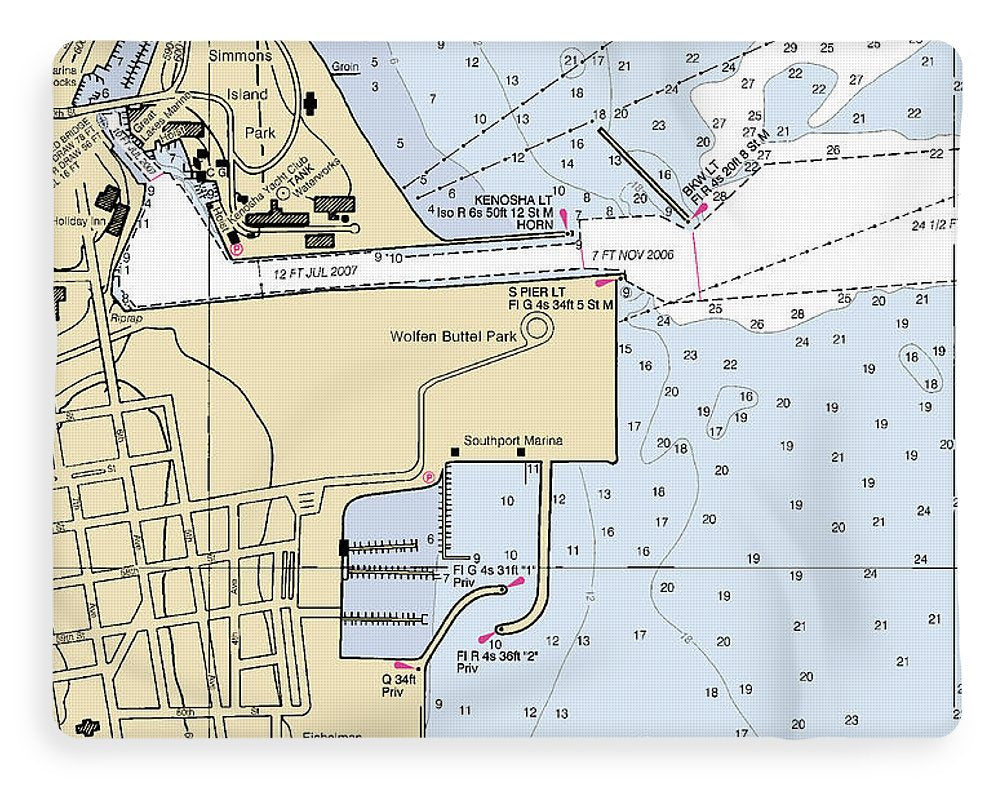 Kenosha Harbor-lake Michigan Nautical Chart - Blanket