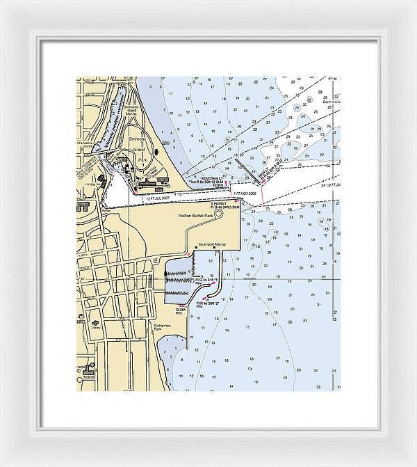 Kenosha Harbor-lake Michigan Nautical Chart - Framed Print