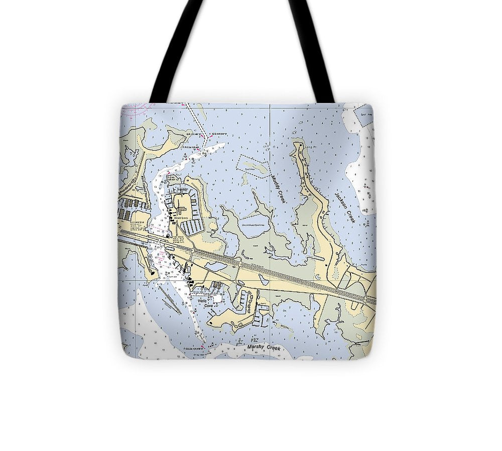 Kent Island Narrows Maryland Nautical Chart Tote Bag