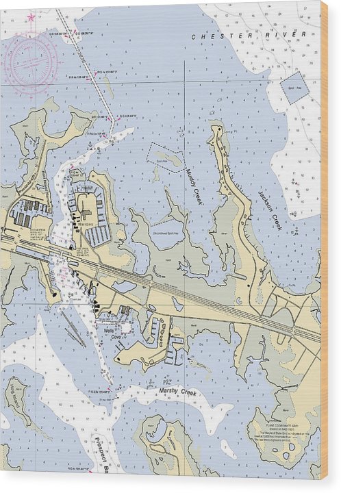 Kent Island Narrows-Maryland Nautical Chart Wood Print