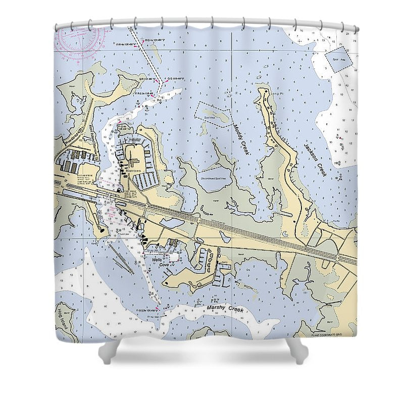 Kent Island Narrows Maryland Nautical Chart Shower Curtain