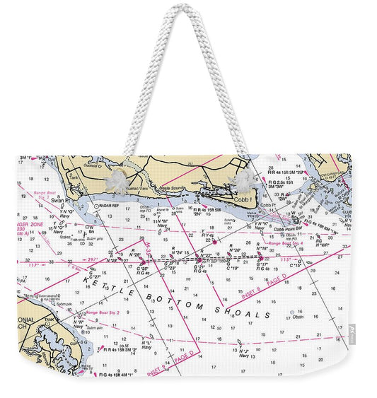 Kettle Bottom Shoals-virginia Nautical Chart - Weekender Tote Bag