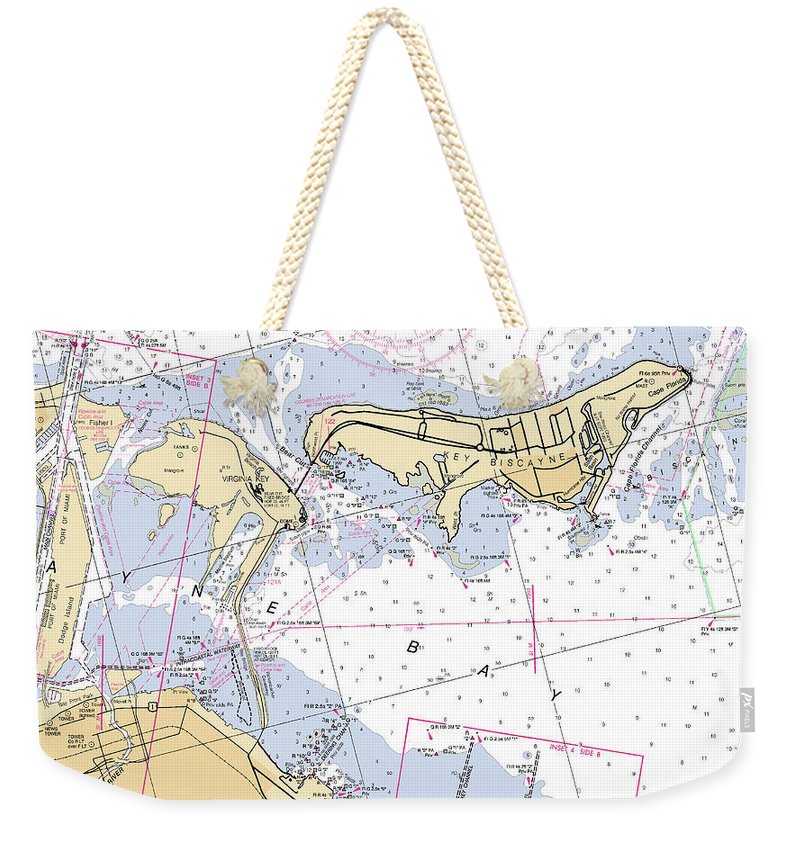 Key Biscayne -florida Nautical Chart _v2 - Weekender Tote Bag