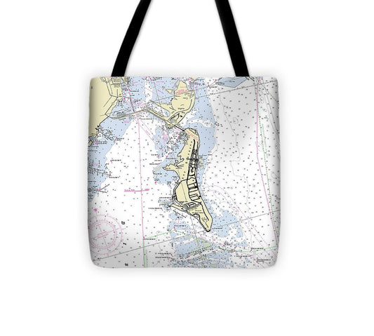 Key Biscayne Miami Florida Nautical Chart Tote Bag