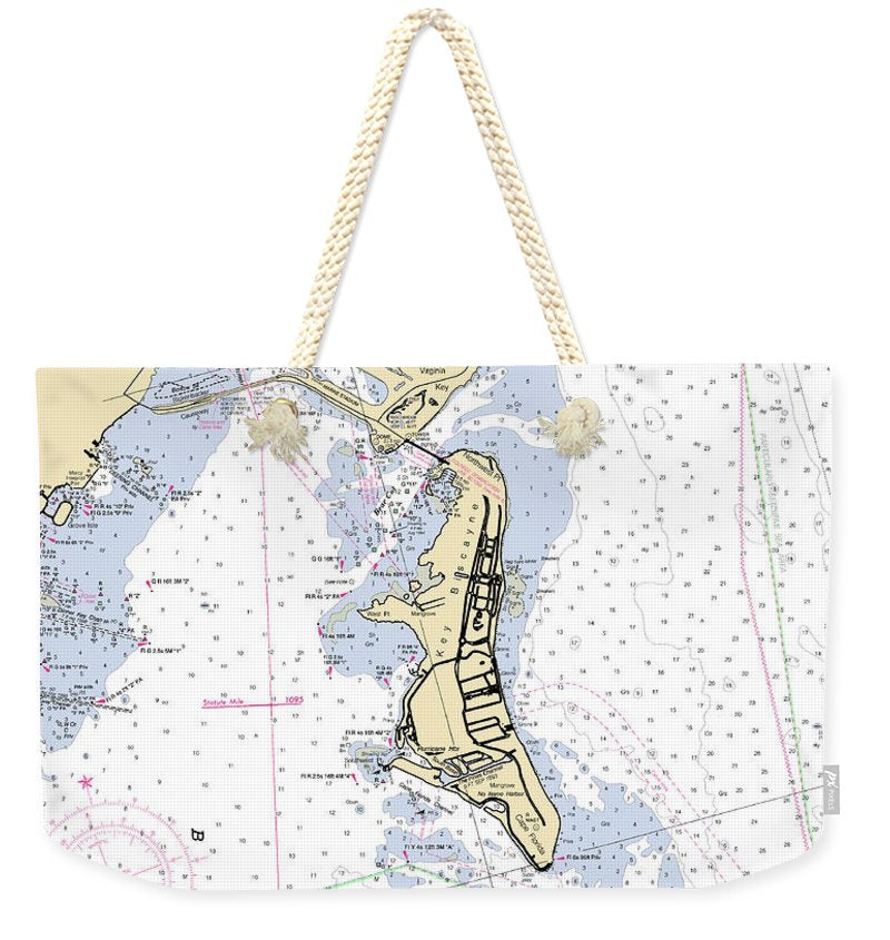 Key-biscayne-miami -florida Nautical Chart _v6 - Weekender Tote Bag