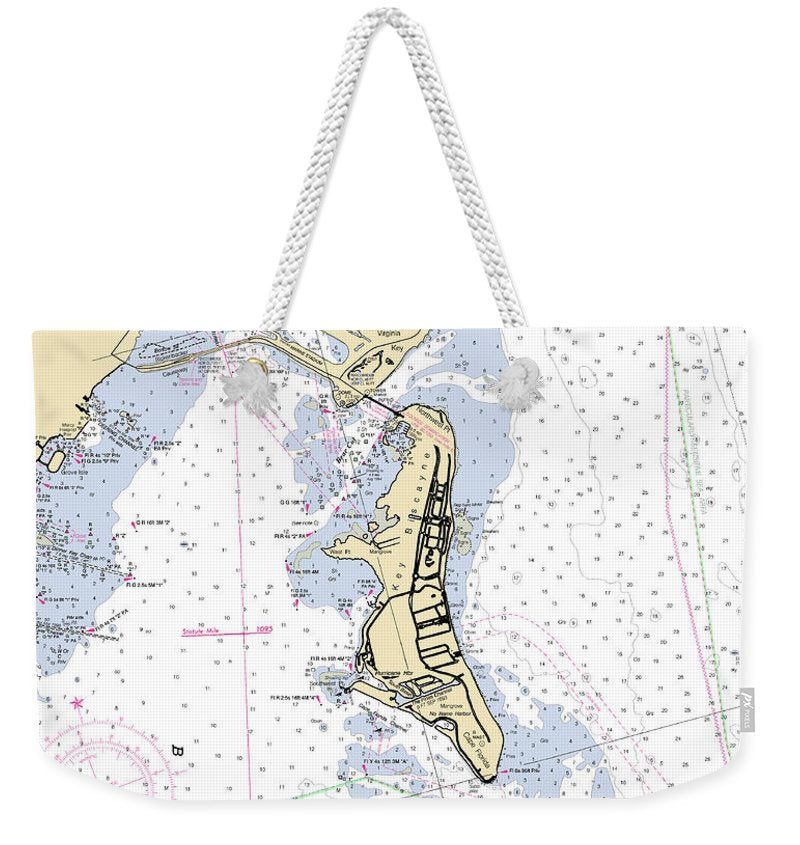 Key-biscayne-miami -florida Nautical Chart _v6 - Weekender Tote Bag