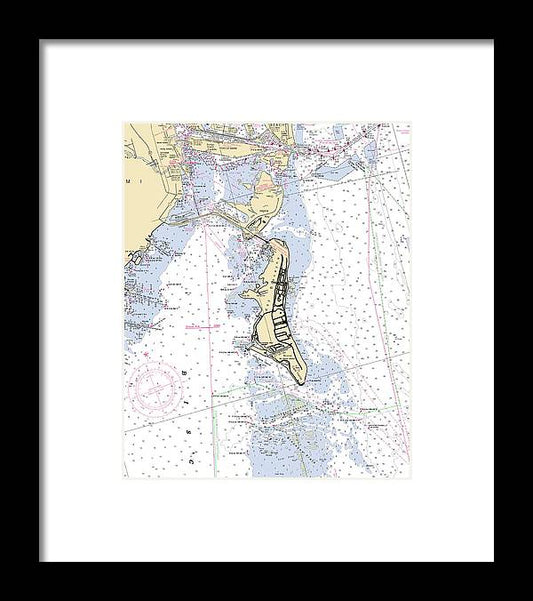 Key-biscayne-miami -florida Nautical Chart _v6 - Framed Print