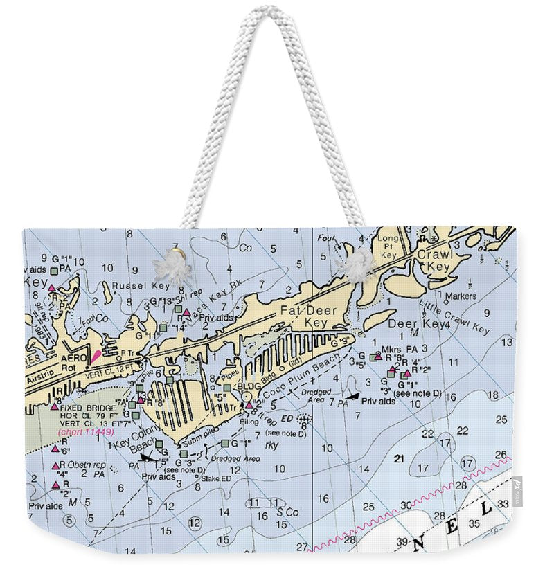 Key Colony Beach -florida Nautical Chart _v2 - Weekender Tote Bag