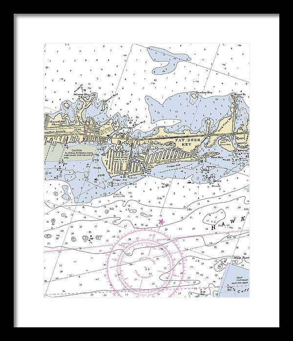 Key Colony Beach -florida Nautical Chart _v3 - Framed Print