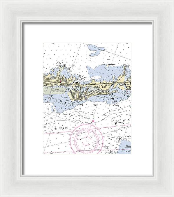 Key Colony Beach -florida Nautical Chart _v3 - Framed Print