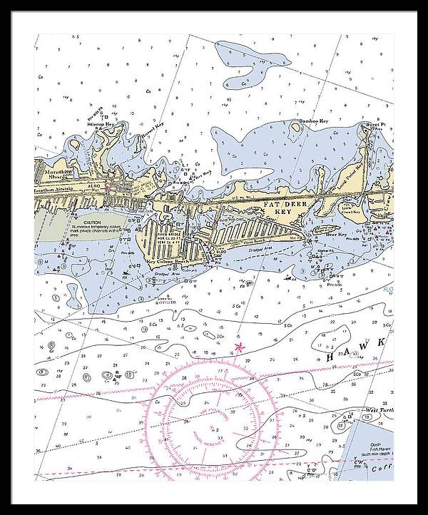 Key Colony Beach -florida Nautical Chart _v3 - Framed Print