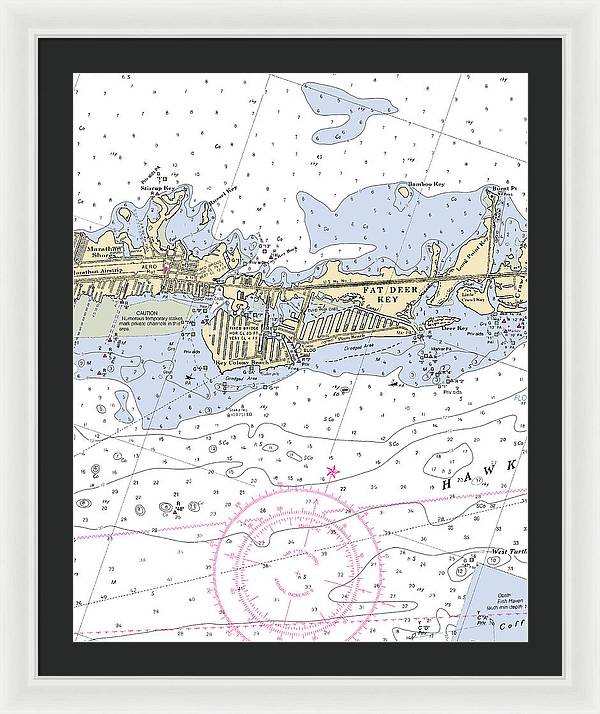 Key Colony Beach -florida Nautical Chart _v3 - Framed Print