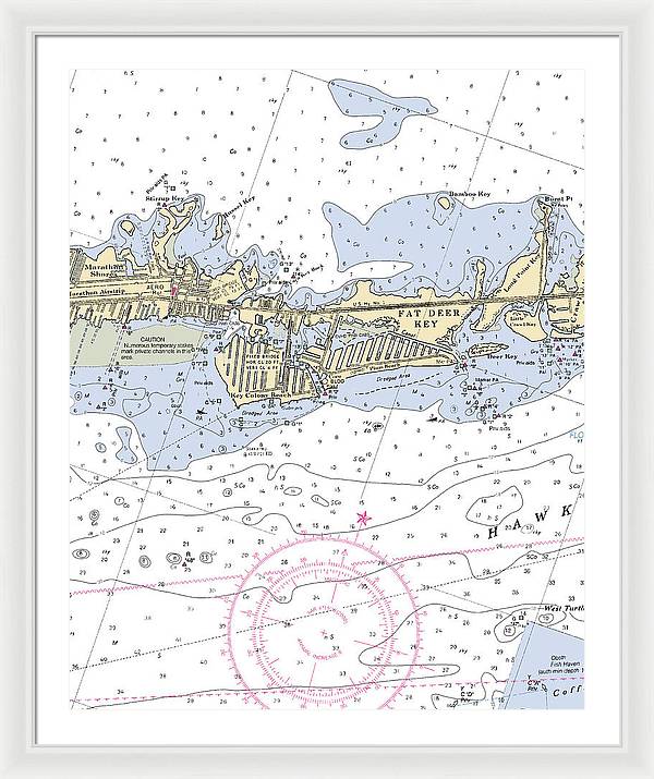 Key Colony Beach -florida Nautical Chart _v3 - Framed Print