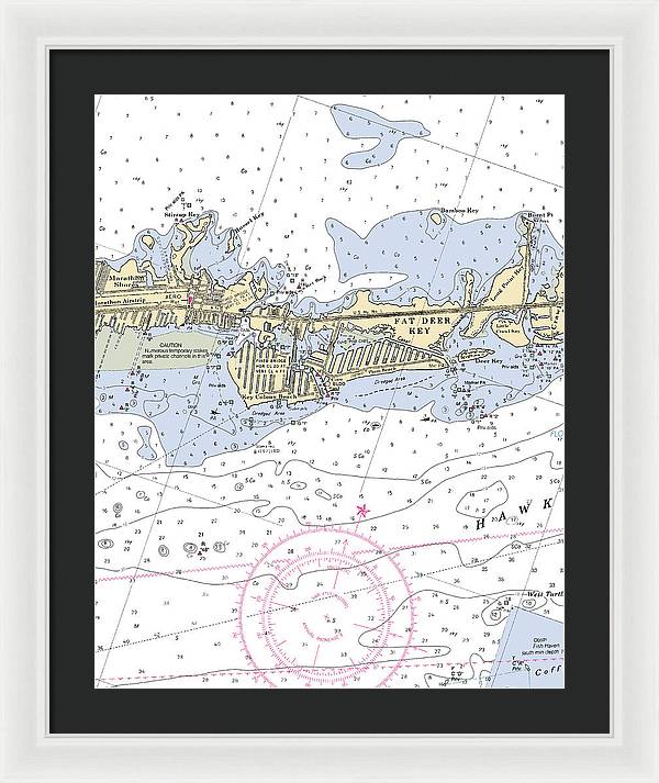 Key Colony Beach -florida Nautical Chart _v3 - Framed Print