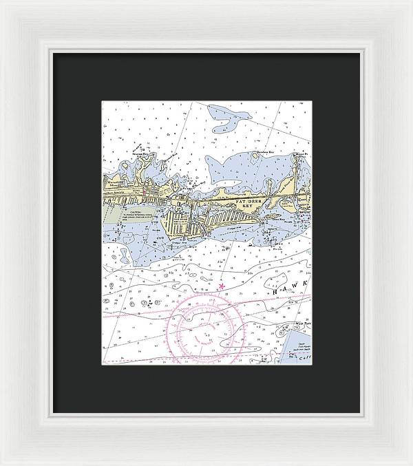 Key Colony Beach -florida Nautical Chart _v3 - Framed Print