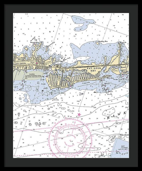 Key Colony Beach -florida Nautical Chart _v3 - Framed Print