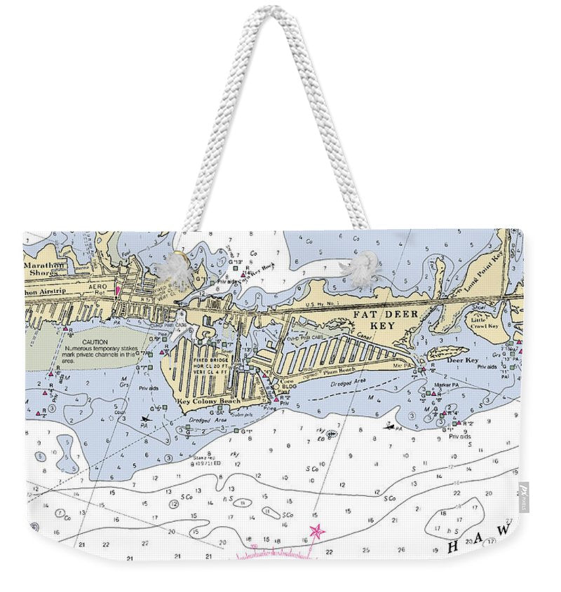 Key Colony Beach -florida Nautical Chart _v3 - Weekender Tote Bag