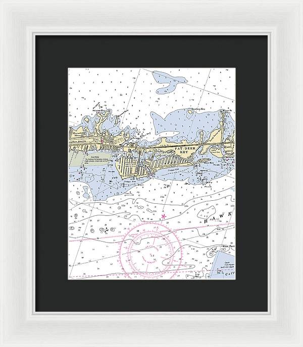 Key Colony Beach -florida Nautical Chart _v3 - Framed Print