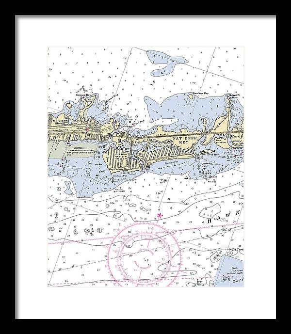 Key Colony Beach -florida Nautical Chart _v3 - Framed Print