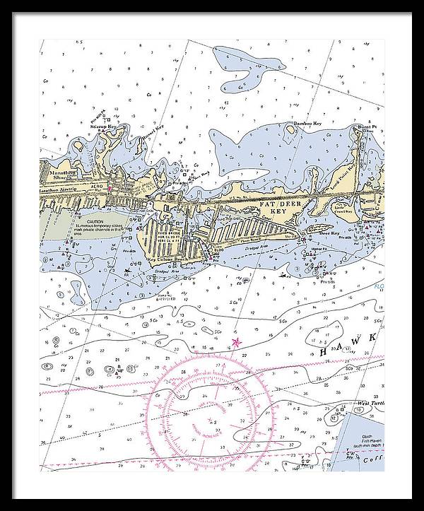 Key Colony Beach -florida Nautical Chart _v3 - Framed Print