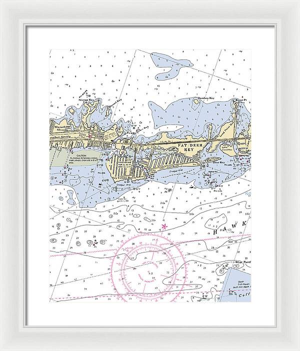 Key Colony Beach -florida Nautical Chart _v3 - Framed Print