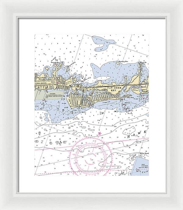 Key Colony Beach -florida Nautical Chart _v3 - Framed Print