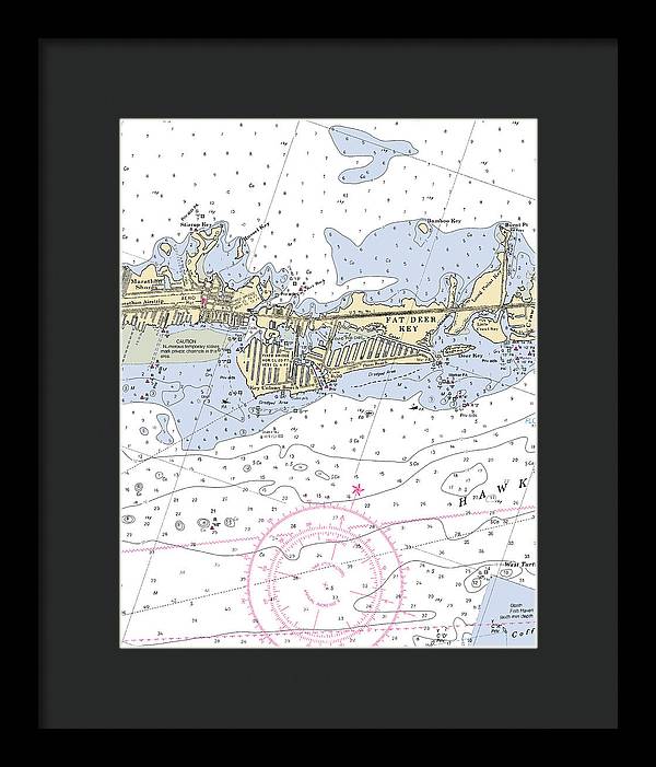 Key Colony Beach -florida Nautical Chart _v3 - Framed Print