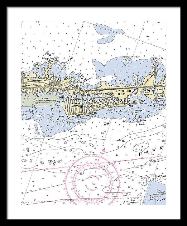 Key Colony Beach -florida Nautical Chart _v3 - Framed Print