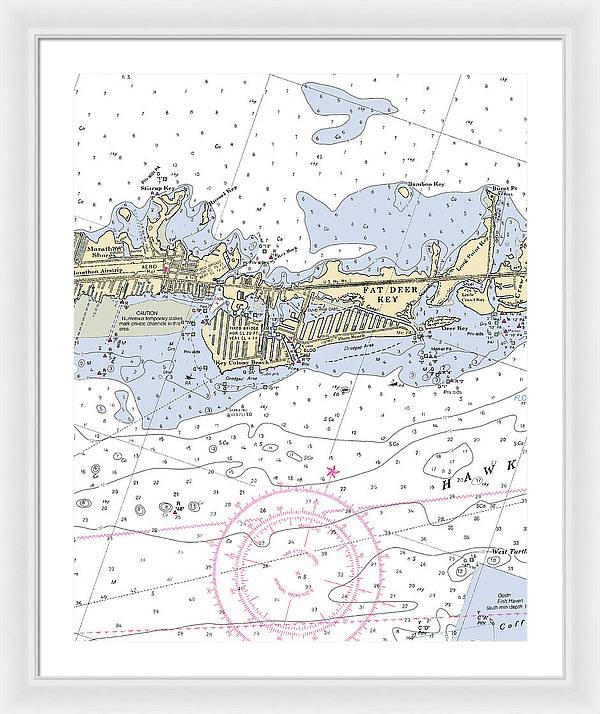 Key Colony Beach -florida Nautical Chart _v3 - Framed Print