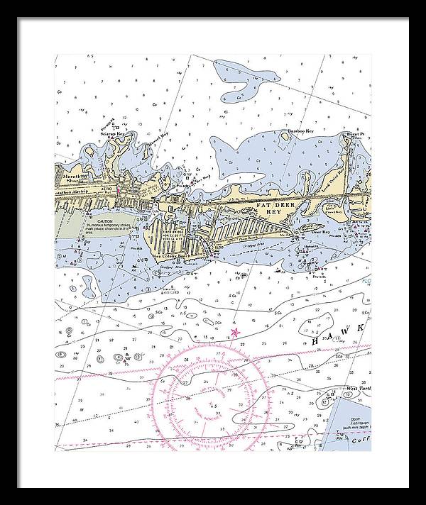 Key Colony Beach -florida Nautical Chart _v3 - Framed Print