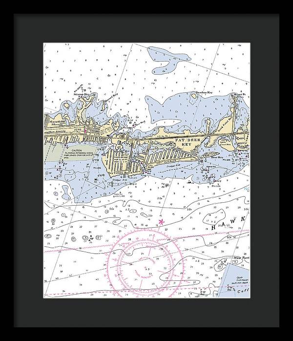 Key Colony Beach -florida Nautical Chart _v3 - Framed Print